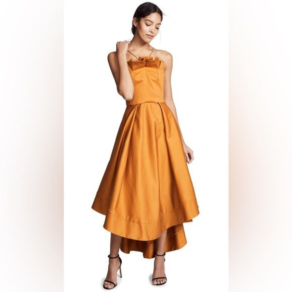 NWT C/MEO Collective Only With You Gown Asymmetrical Hem Dress Marigold XS 2 - Picture 1 of 13